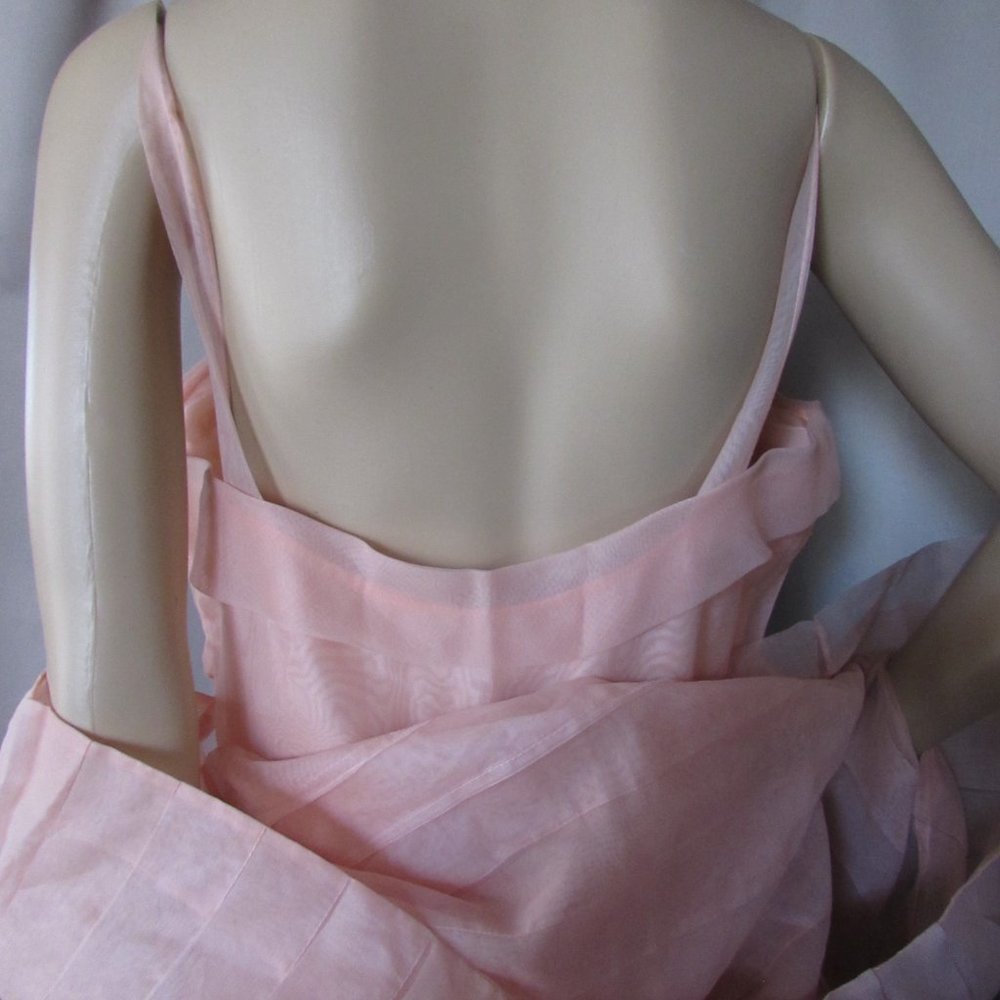 SALE Vintage 1930 Style 1940 Style Peach Organdy Dance Dress - Picture 9 of 10
